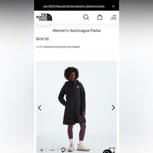 The North Face Women’s Aconcagua Parka, Black, size Medium